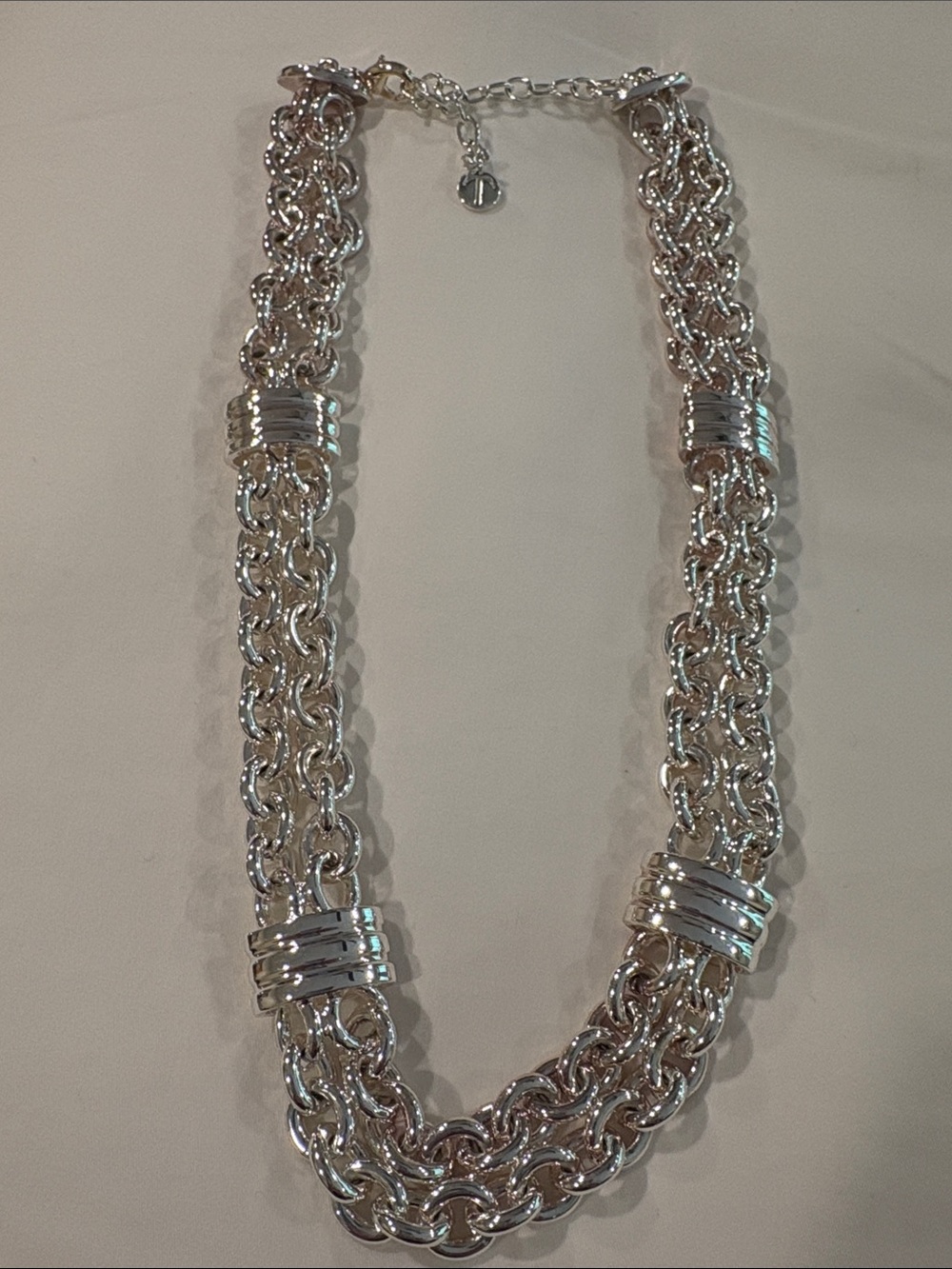 Talbots Shiny Silver Multi-Strand Link Necklace